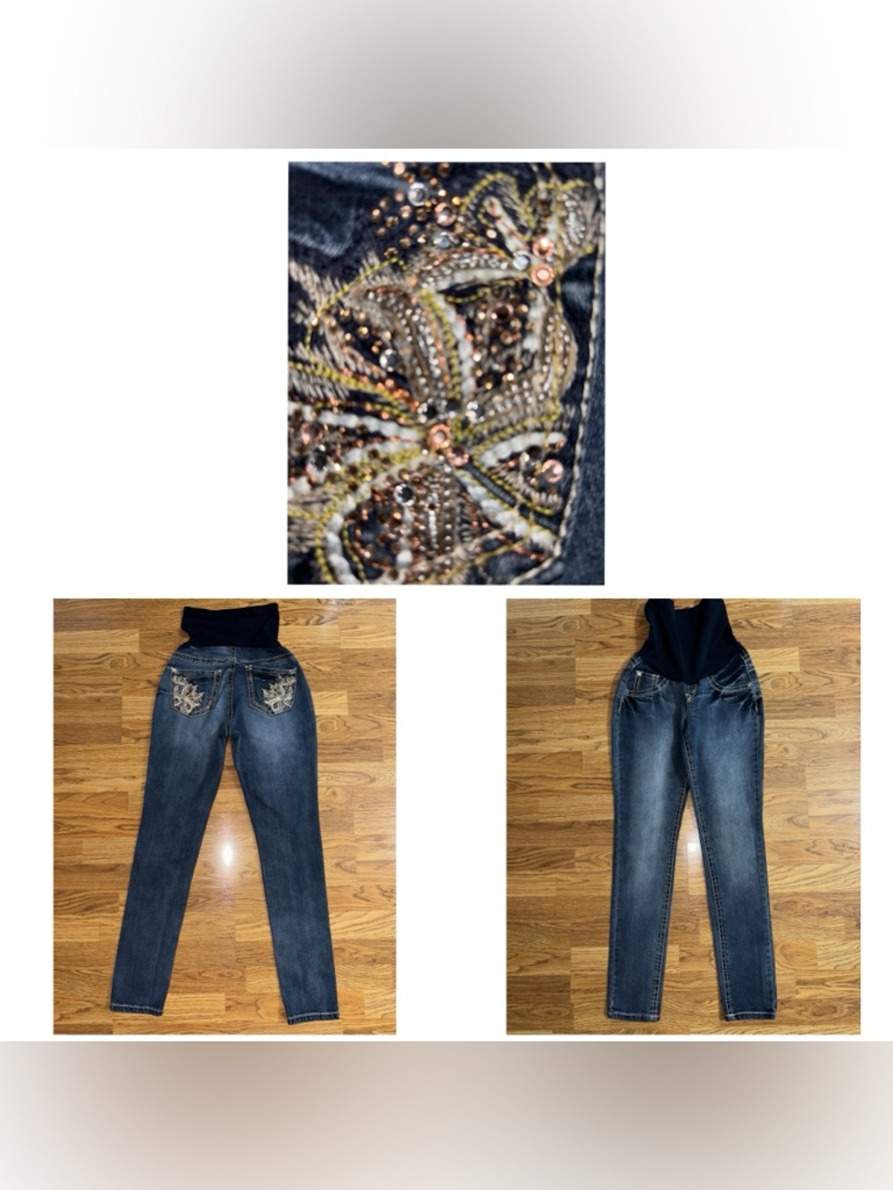 Wallflower Maternity Skinny Jeans Rhinestone Bling Women's Size Medium Stretchy